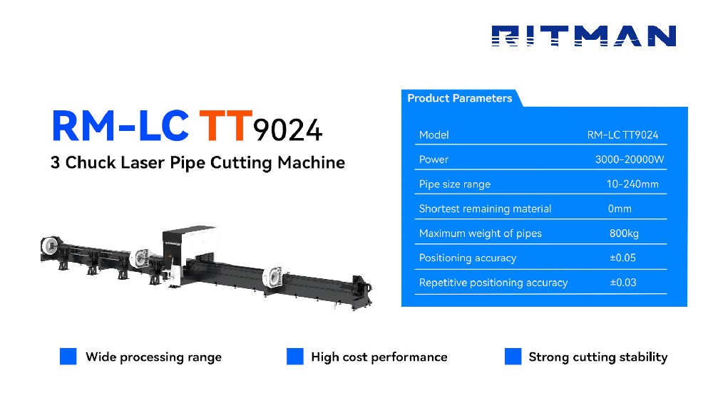 RM-LC TT9024 3 Chuck Laser Pipe Cutting Machine